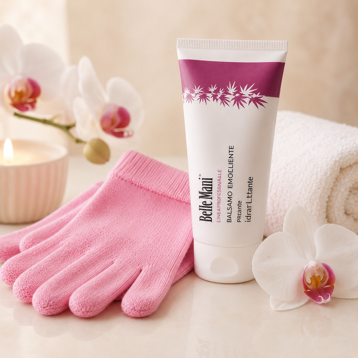 BELLA HANDSCHUH FÜR DIE PFLEGE MIT BALSAM FÜR DIE MANI ASCIUTTE Rosa Handschuhe mit feuchtigkeitsspendendem Balsam für trockene und widerstandsfähige Handschuhe